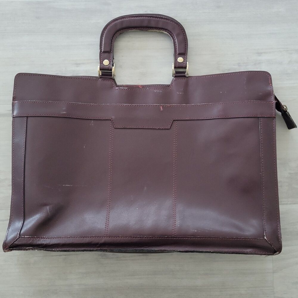 Hit Leather Briefcase Brown 17" x 12" x 3"